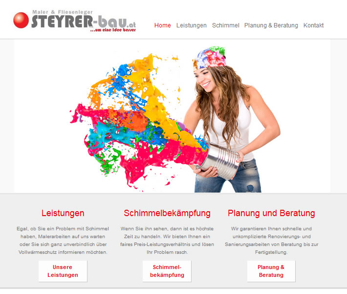 Website von Steyrer Malerei und Fliesenleger GmbH Website von Steyrer Malerei und Fliesenleger GmbH programmiert von CSMB e.U. Martin Böhm